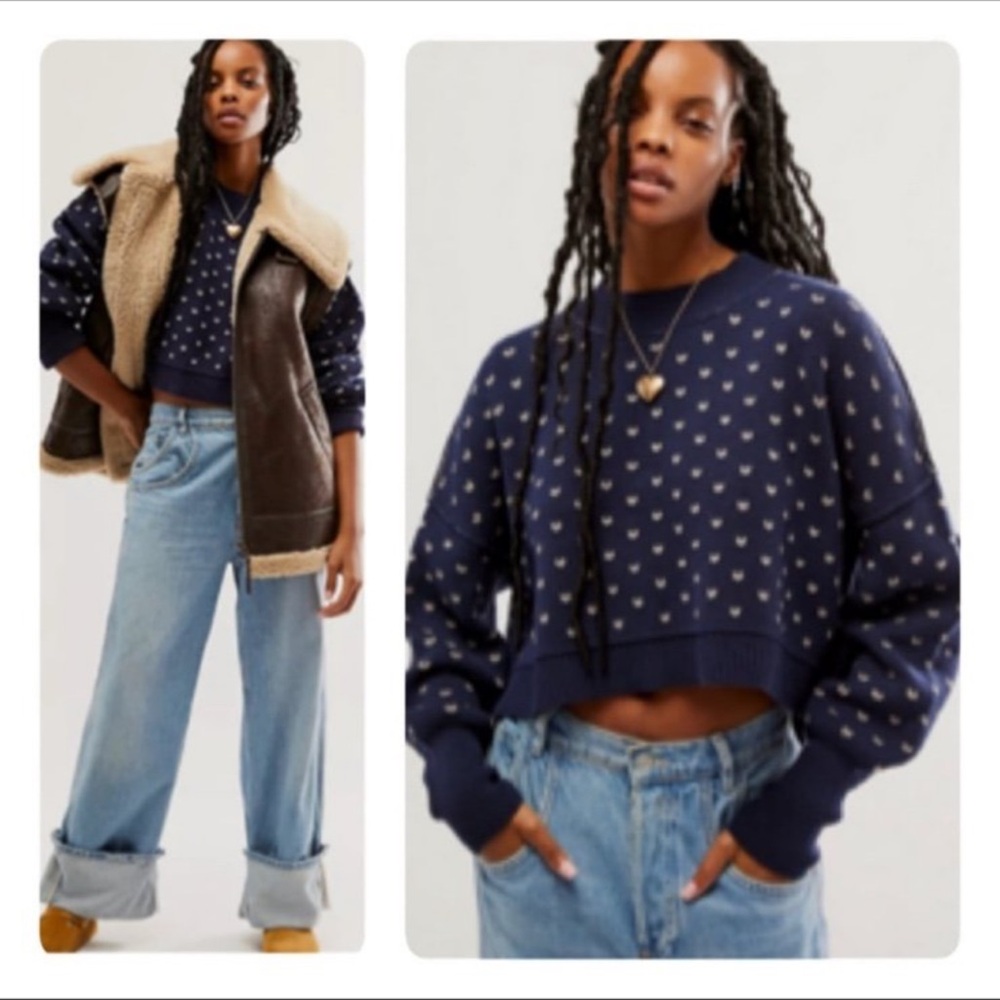Free People EASY STREET PATTERNED CROP SWEATER - Picture 4 of 13